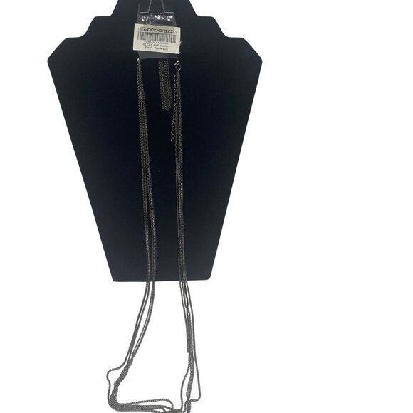 Paparazzi Jewelry Sleek & Destroy Multilayer Black Necklace & Earrings For Women - Picture 2 of 12